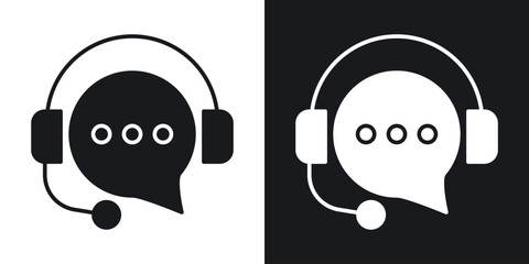 Customer service icon flat, silhouette, vector illustrations. flat glyph designs