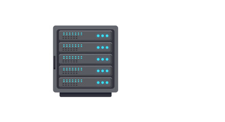 Modern server rack with multiple units and glowing blue indicator lights representing data storage and network infrastructure