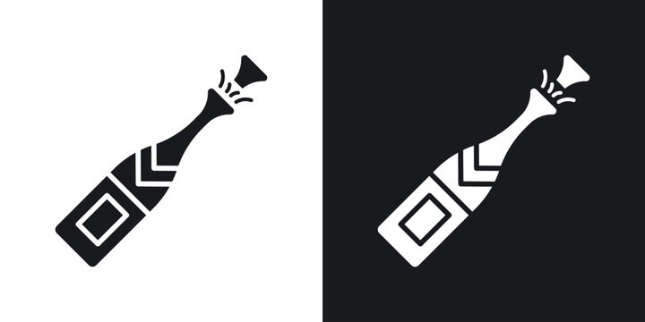Champagne bottle icon flat, silhouette, vector illustrations. flat glyph designs