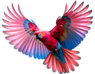 Fototapeta premium Pink Bird in Full Flight with Wings Spread Wide, Transparent PNG