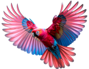 Pink Bird in Full Flight with Wings Spread Wide, Transparent PNG