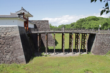 ramparts of the castle of yamagata in japan