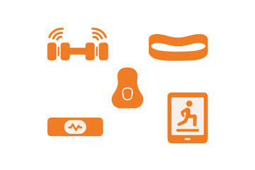 Fitness technology icons showcasing innovations in exercise tracking and workout enhancement during evening workouts