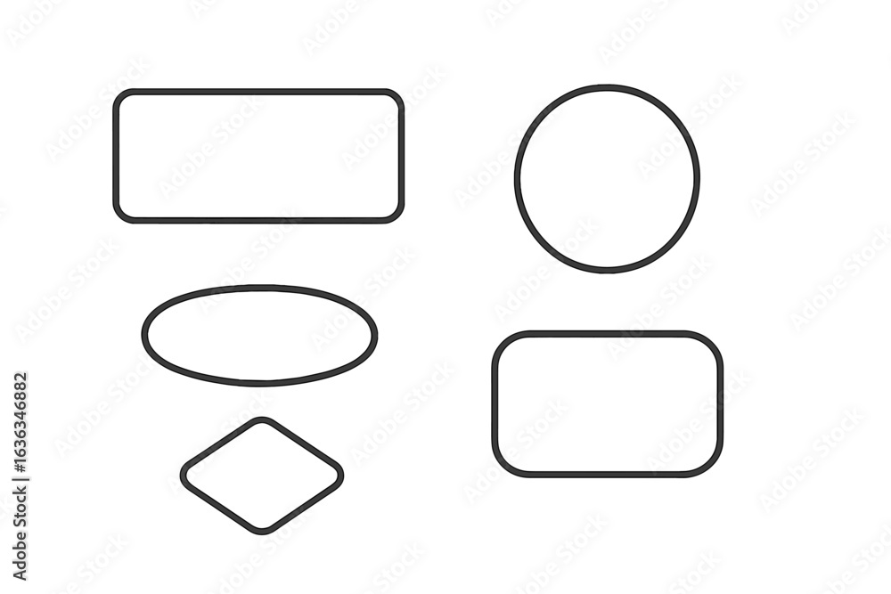 Aufkleber basic geometric shapes displayed in various sizes and orientations on a white background