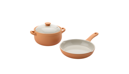 ceramic cooking pot pan set apart against a white backdrop