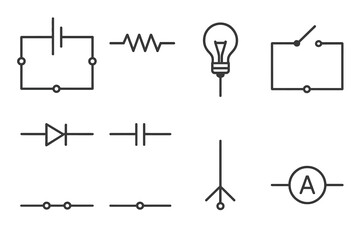 Electrical symbols for circuit diagrams used in educational activities and engineering projects