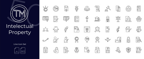 Intelectual Property Line Editable Icons set. Vector illustration in modern thin line style of Intelectual Property icons: property, copyright, trademark, etc