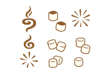 Decorative icons representing marshmallows and smoke effects for creative projects