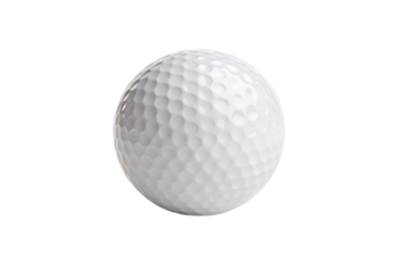 White golf ball with classic dimpled surface pattern for professional sports and recreation, isolated on a transparent background