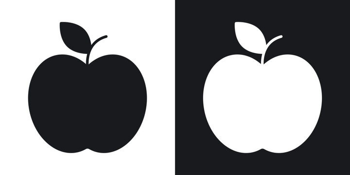 Apple icon flat, silhouette, vector illustrations. flat glyph designs