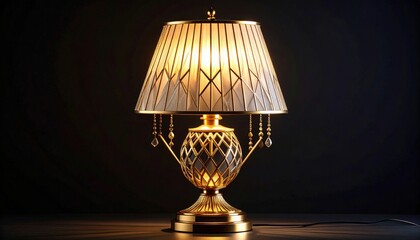 Ornate Gold Table Lamp with Crystal Accents