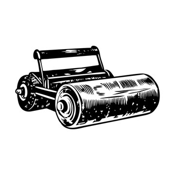 An illustration of field roller designed in vintage style