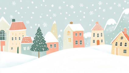 Fototapeta premium Retro style winter city Christmas background with copy space
