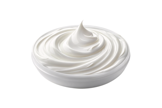 Elegant white cream swirl texture showing smooth luxurious cosmetic product consistency and quality, isolated on a transparent background