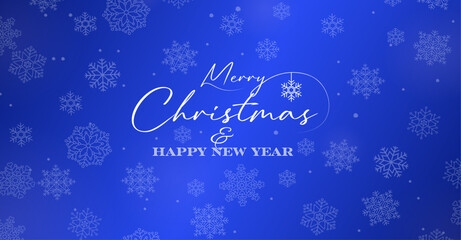 Blue Merry Christmas card design with snowflake vector illustration. Winter holidays concept card design to use for merry christmas cards, winter holiday advertising, christmas greetings. 