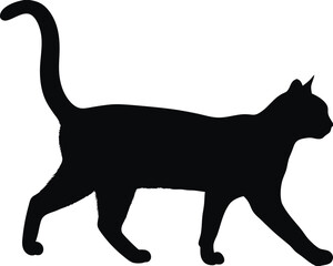 Black Cat Silhouette Walking Side Profile