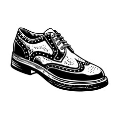 A vintage style illustration showing brogue shoe