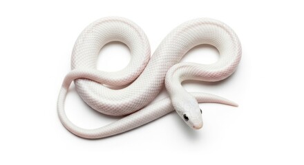 Obraz premium Albino California Kingsnake coiled on a white background
