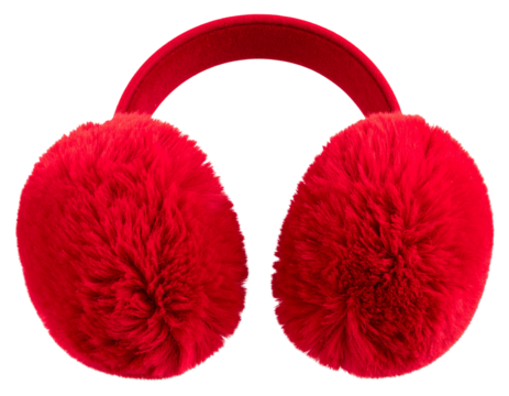 Fluffy Red Winter Ear Muffs Transparent Fashion Accessory PNG