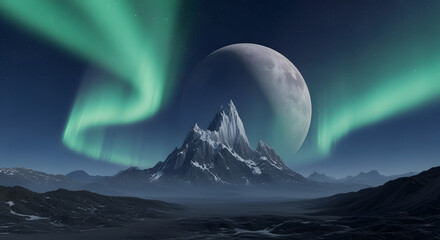 fantasy landscape with moon and clouds