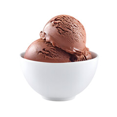 Chocolate ice cream scoops in bowl