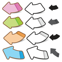 A set of arrows with shadows