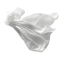 Fototapeta premium Crumpled White Plastic Bag Floating Against Transparent Background