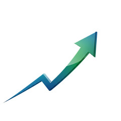 Dynamic upward trending arrow symbolizing financial growth and business success with vibrant blue to green gradient reflecting positive progress and innovation