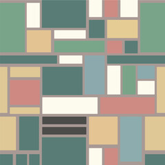 Block Geometric Pattern with Cool Retro Tones in Soft Pastel Colors