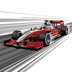 Fototapeta premium A dynamic and aggressive illustration of a Formula 1 racing car, a modern design for branding that conveys speed, power, and performance.