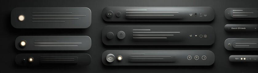 Minimal dark UI, panoramic chat interface, subtle shadow play