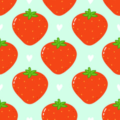 Bright and cheerful cartoon strawberry pattern design, perfect for spring and summer.
