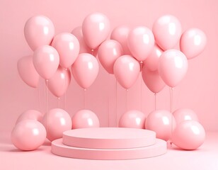 Pastel pink balloons and pedestal