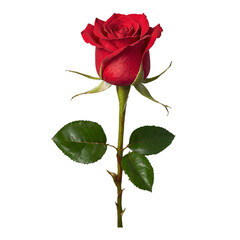 Obraz premium Red Rose Flower, Botanical theme photo cutout, Transparent Background, PNG file