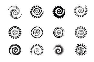 Abstract Spiral Floral Pattern Set