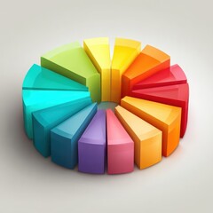 Obraz premium Colorful 3D pie chart data analysis, neutral background, business presentation (1)