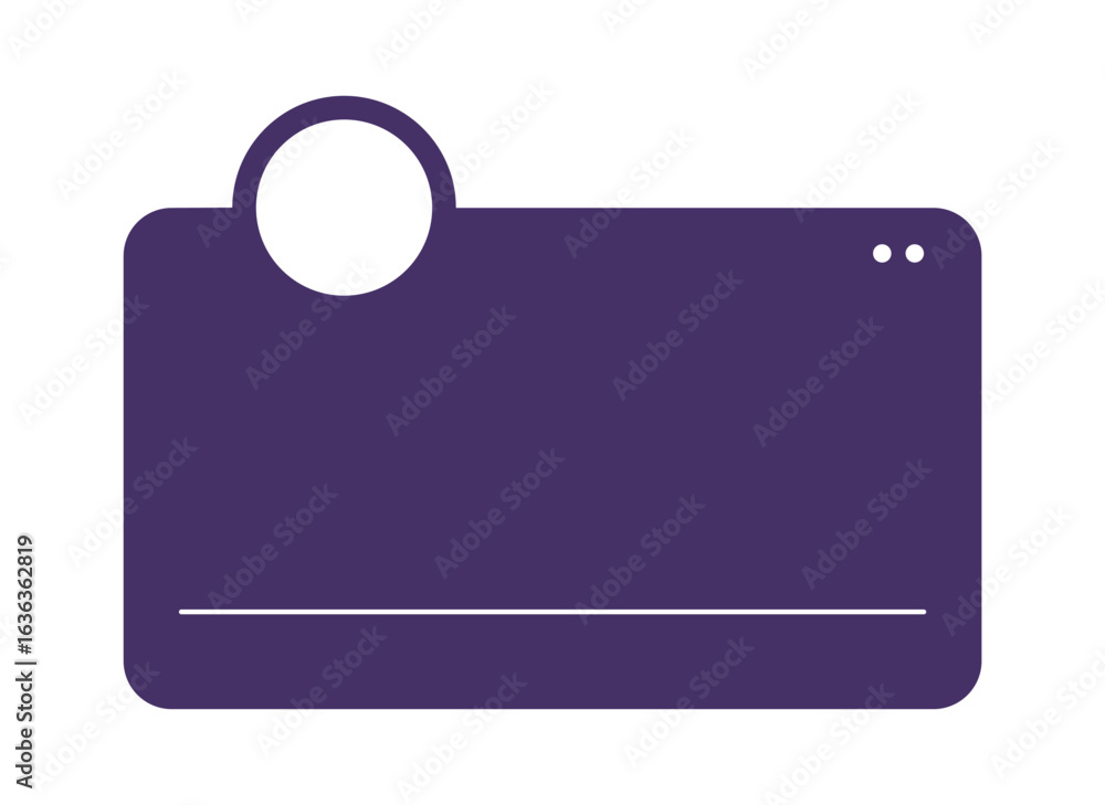 Aufkleber purple popup frame with rounded top and corner elements. simple purple digital frame for interface d
