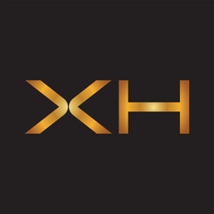 XH Letter Gold Gradient Vector Logo. Creative Letter XH Logo Vector With Gold Color. Abstract Linked Letter XH Logo Design.