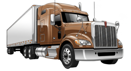 Cartoon semitruck driving on the road