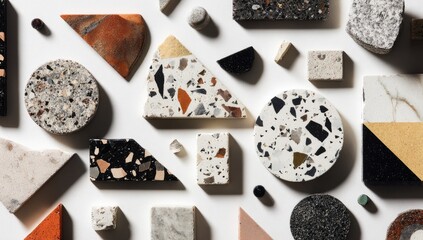 Geometric shapes of multicolored terrazzo