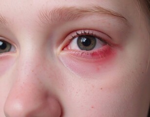 Obraz premium Close-up of a child's eye with inflammation