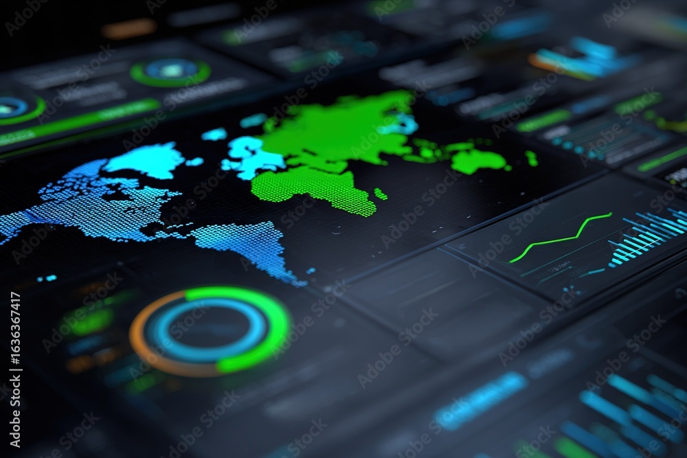 Poster digital map with data visualization displayed on a modern interface at a tech conference event