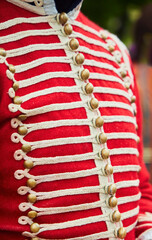 19th century Russian military Hussar's clothes, close-up