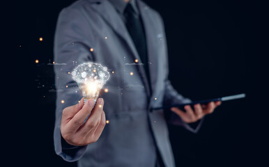 Idea thinking processes and psychology, thinking concept. Machine learning and artificial...