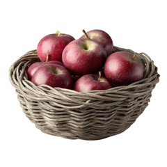 Fresh red apples in woven basket create vibrant and inviting display. natural texture of basket complements shiny surface of apples, making it perfect centerpiece for any kitchen or dining area