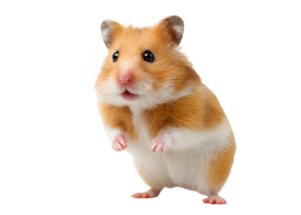 Cute golden hamster standing on its hind legs