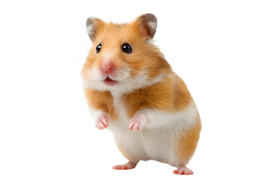 Cute golden hamster standing on its hind legs
