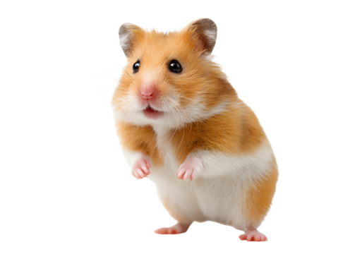 Cute golden hamster standing on its hind legs