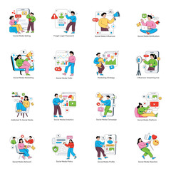 Set of Social Media Flat Illustrations 

