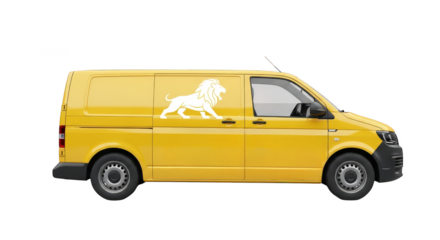 Yellow Van Sporting Lion Silhouette